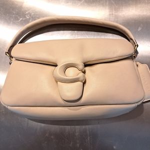 Cream leather COACH pillow tabby 26 with top handle,  crossbody & dust bag